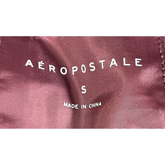 Aeropostale Puffer Vest With Hood & Sherpa Lining In Maroon For Women S - Picture 9 of 9